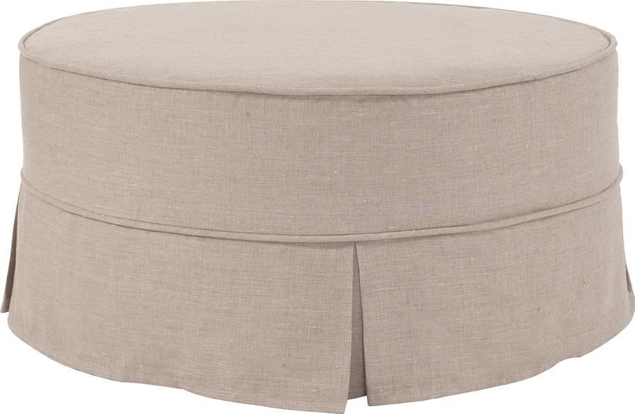 Howard Elliott Natural Linen Round Slipcover with Pleated Skirt (1 of 2)