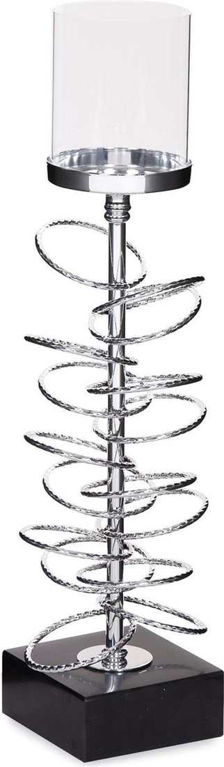 Howard Elliott Ring Toss Candle Holder Marble Base Chrome Finish 21 Inch (1 of 8)