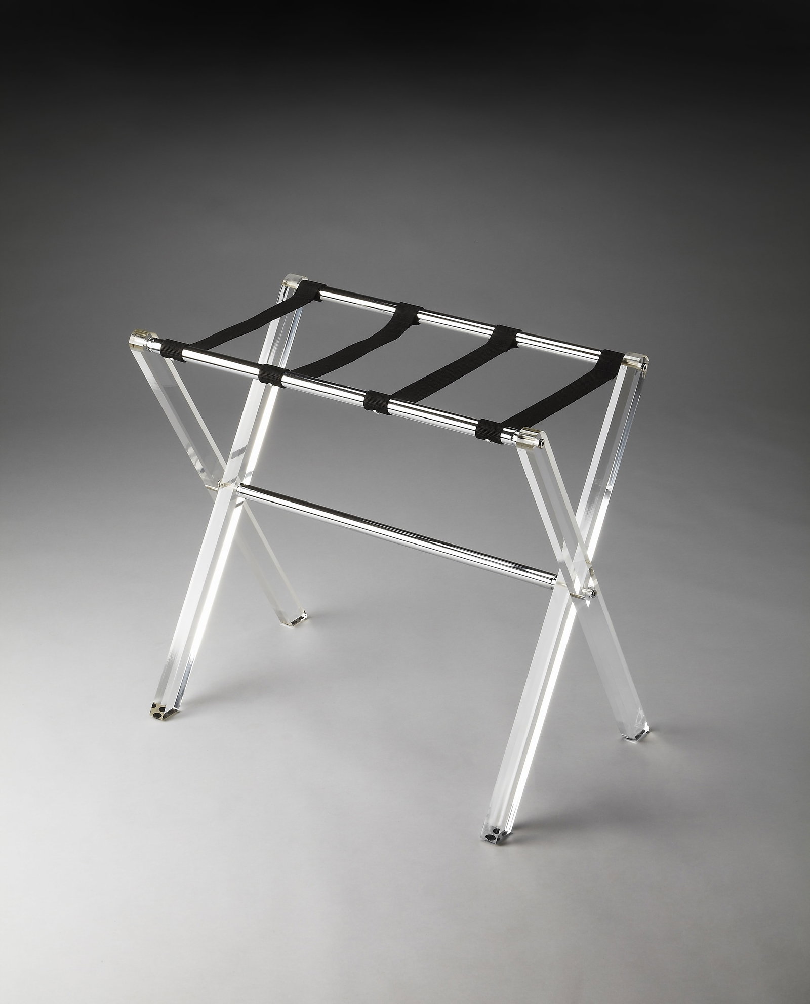 Butler Modern Acrylic Luggage Rack Clear Finish Foldable (1 of 2)