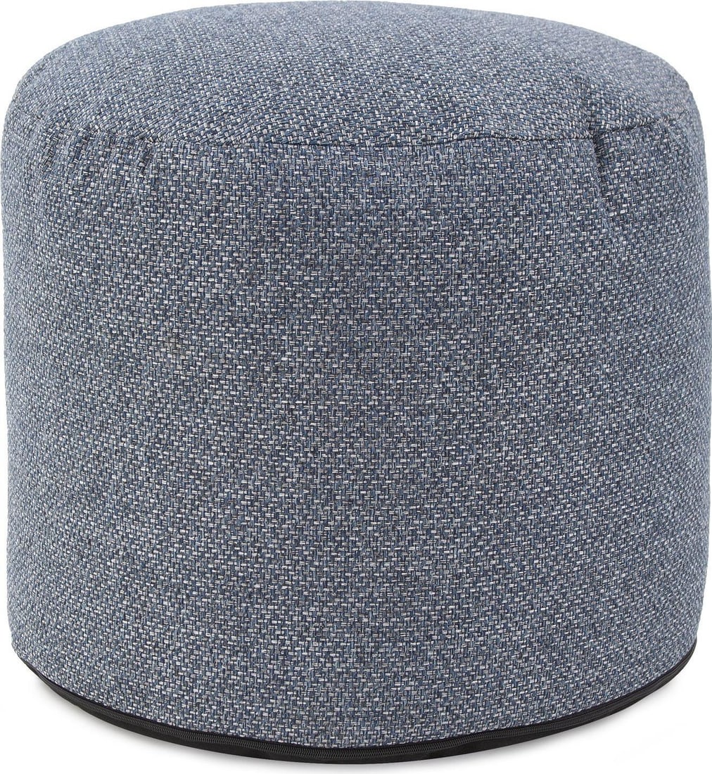 Howard Elliott Indigo Panama Round Pouf Blue Plush Design: Howard Elliott Indigo Panama Round Pouf Blue Plush Design Introducing the Indigo Panama Pouf, a perfect blend of elegance and comfort. This round pouf is hand-finished and features a stylish zipper