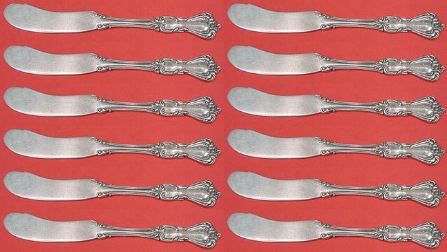 Reed and Barton Marlborough Sterling Silver Butter Spreader Set 12 pcs: Reed and Barton Marlborough Sterling Silver Butter Spreader Set 12 pcs Introducing the Marlborough Sterling Silver Butter Spreader Set by Reed & Barton. This exquisite 12-piece set features flat handl