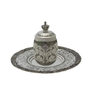 Handmade 925 Sterling Silver Swirl Cup Tray Cover Set (1 of 6)