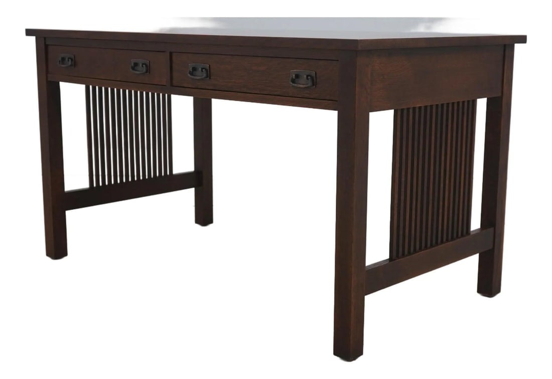Mission Style Quarter Sawn Oak Desk with Keyboard Drawer and Spindle Sides (1 of 10)