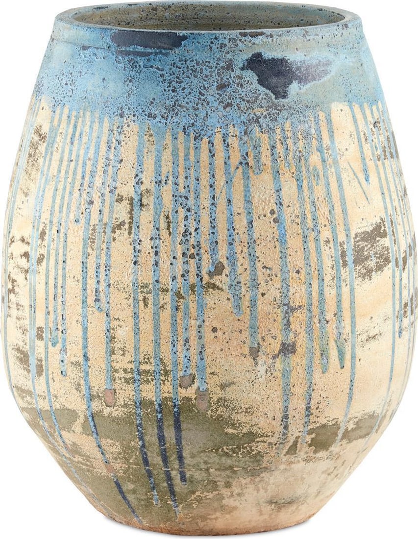 Currey Sicilia Large Terracotta Planter Blue Drip Mediterranean Style (1 of 4)