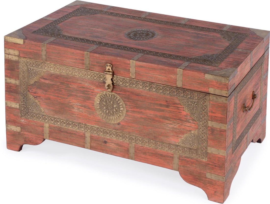 Butler Blush Pink Mango Wood Coffee Table Antique Style (1 of 9)
