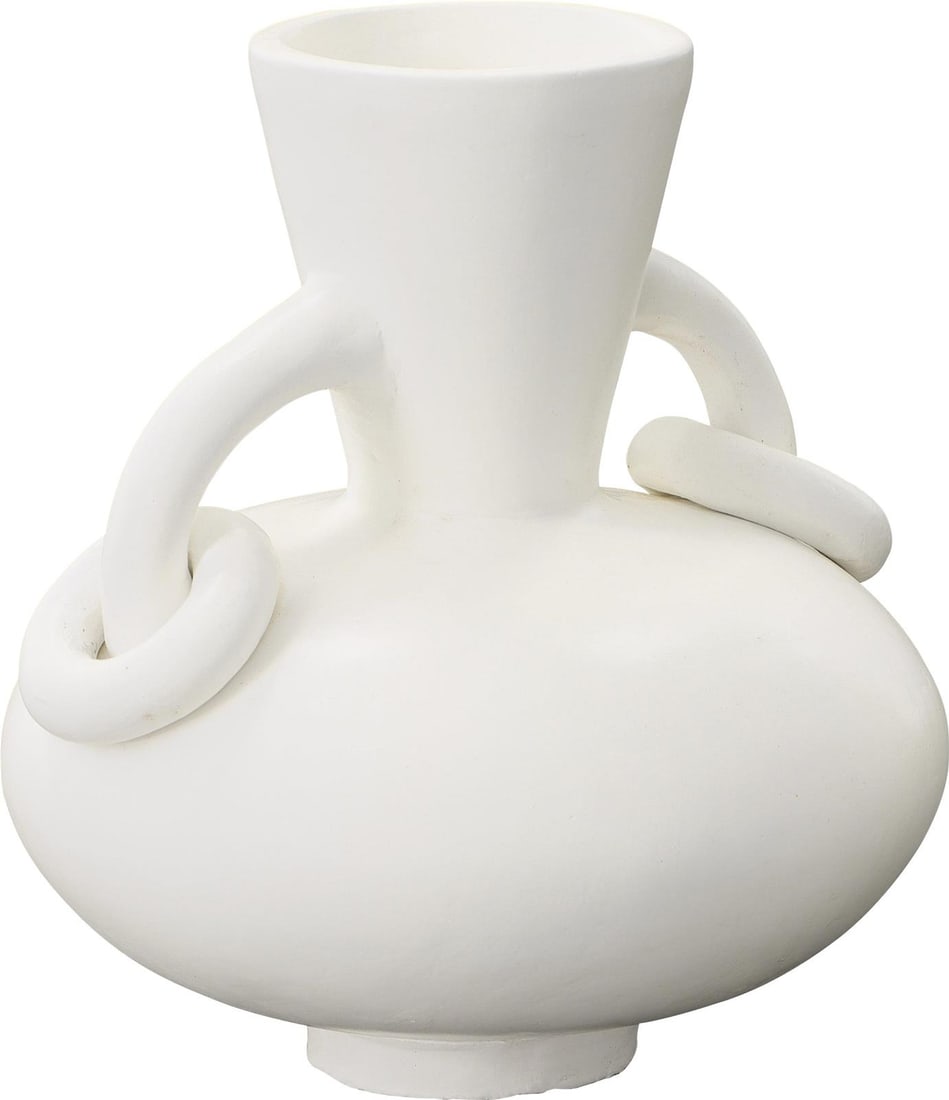 Chic 9.5 Inch White Terracotta Wes Vase: Chic 9.5 Inch White Terracotta Wes Vase Enhance your home decor with this elegant white terracotta vase, perfect for adding a touch of sophistication to any space. This beautifully crafted ceramic vas