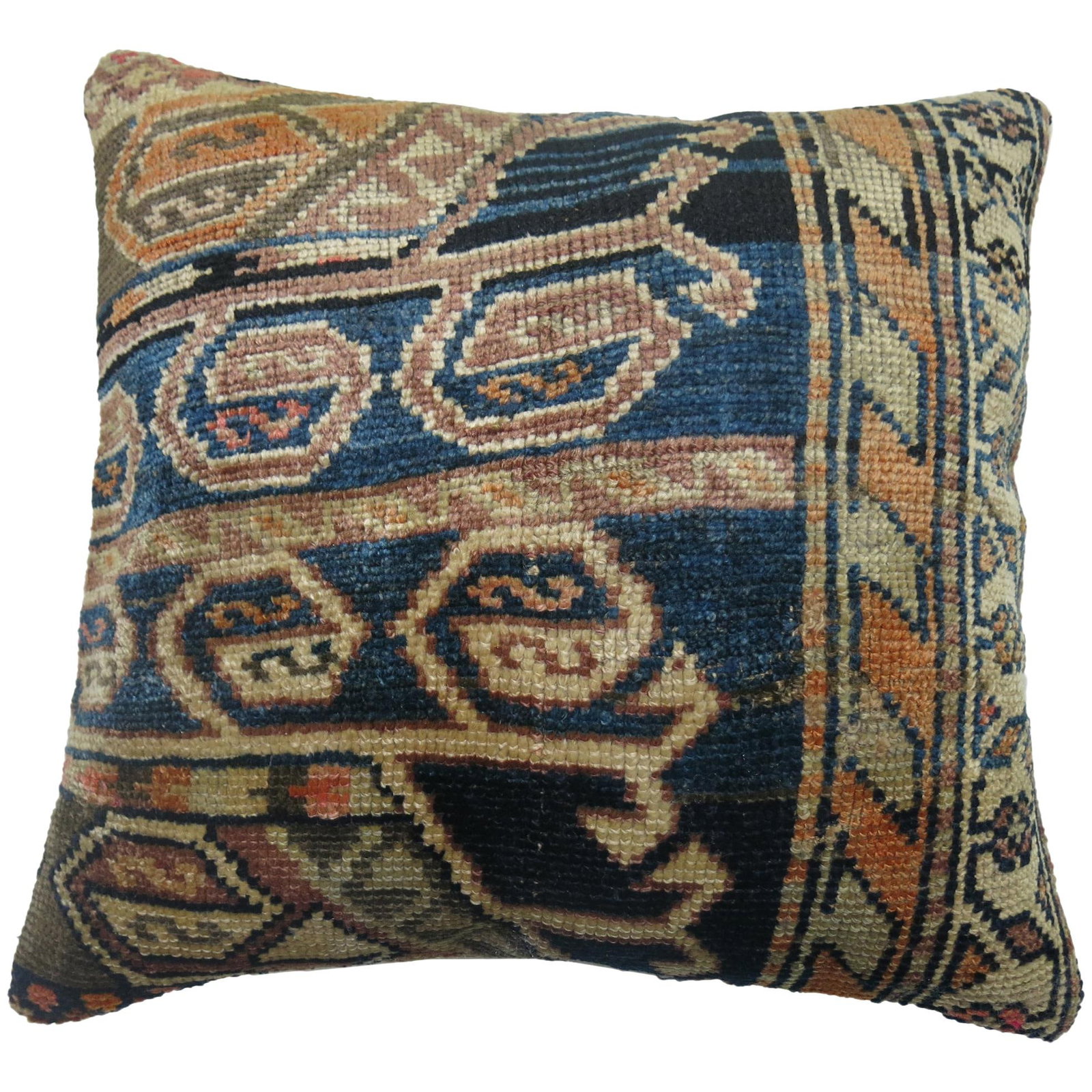 Antique Persian Malayer Rug Pillow Blue Orange Zippered 18 x 20: Antique Persian Malayer Rug Pillow Blue Orange Zippered 18 x 20 Add a touch of elegance to your home with this Antique Persian Blue Orange Accent Oriental Rug Pillow. Crafted from a Northwest Persian 