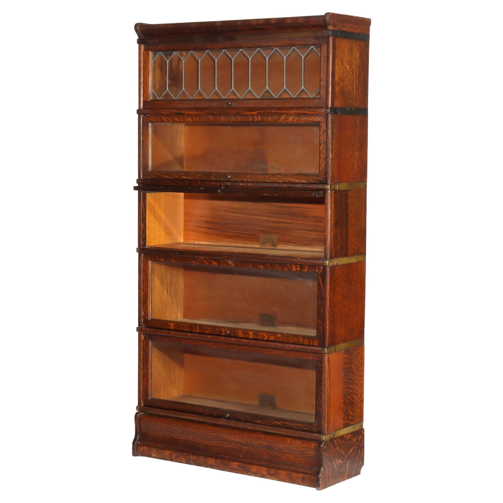 Leaded Glass Globe Wernicke Barrister Bookcase Five Stack Oak c1920 (1 of 11)