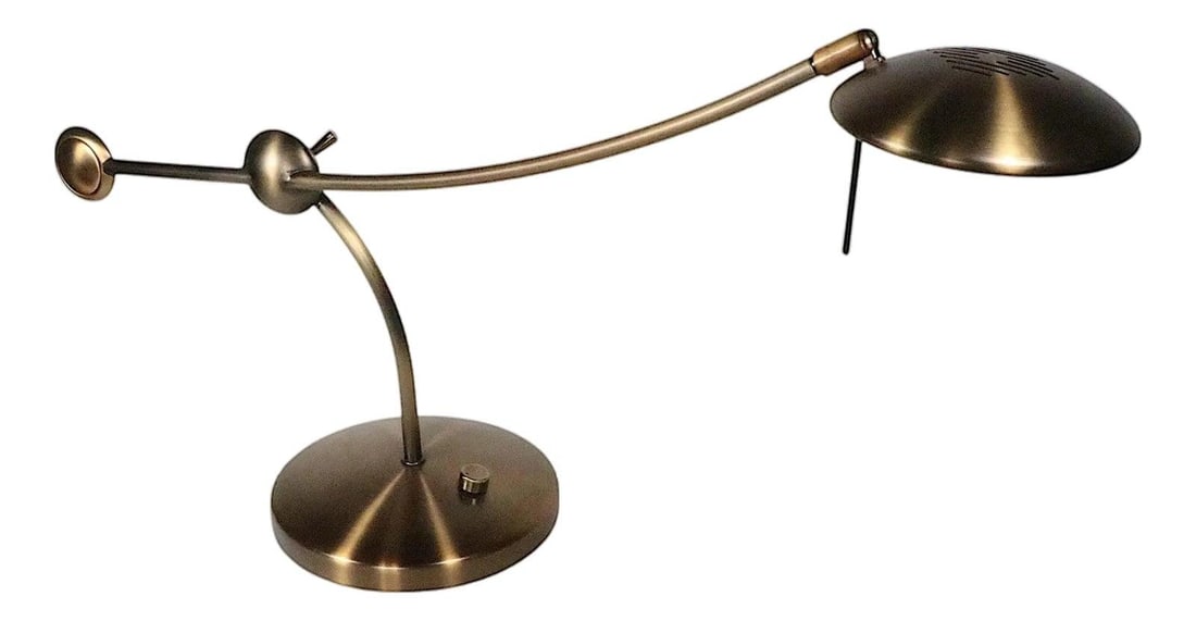 Brass postmodern halogen desk lamp adjustable arm (1 of 10)