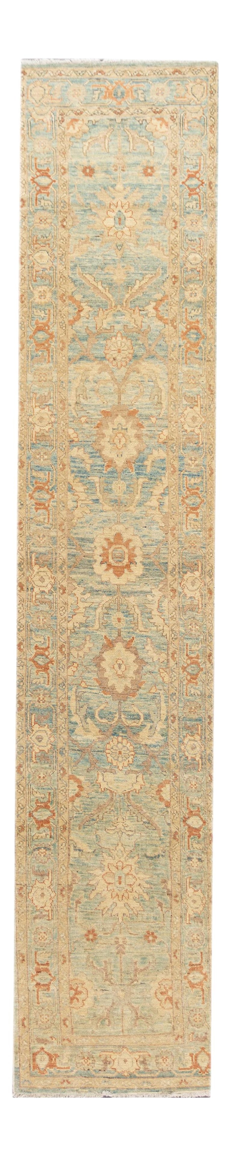 Hand-Knotted Modern Sultanabad Runner Rug 3' x 14' Tan Wool (1 of 8)
