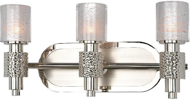 Kalco Ashington Art Deco 3-Light Bath Fixture in Polished Satin Nickel (1 of 1)