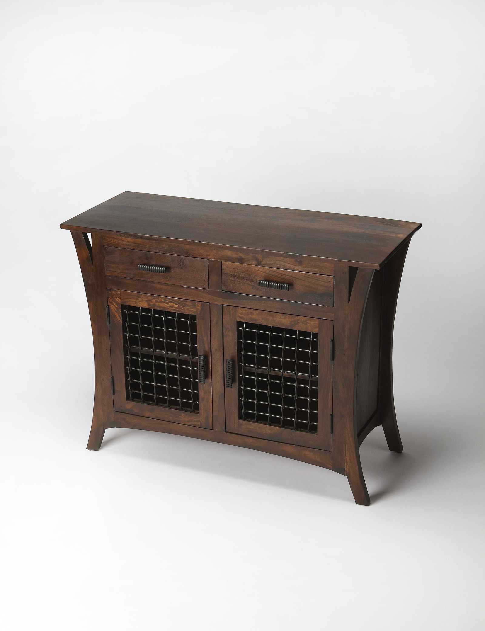 Butler Transitional Mango Wood Console Chest with Grid Pattern (1 of 2)