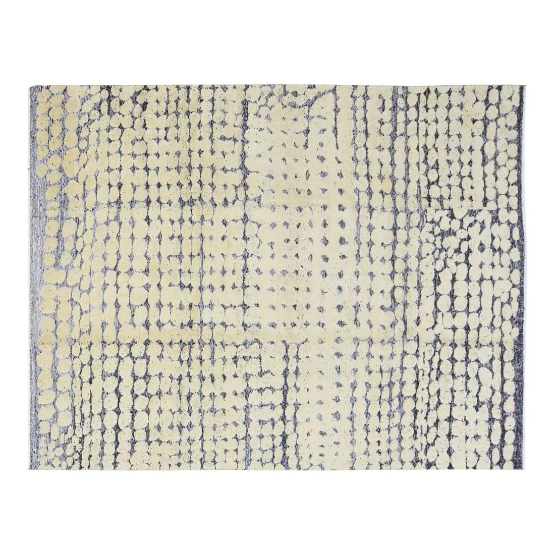 Azilal Abstract Mustard Wool Rug Hand Knotted Moroccan 8' x 10'4": Azilal Abstract Mustard Wool Rug Hand Knotted Moroccan 8' x 10'4" This Moroccan Azilal hand-knotted rug features an abstract design in a mustard color palette. Crafted from wool, it offers both durabi