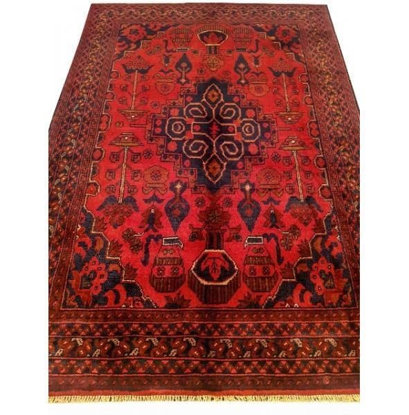 Handwoven Khal Momadi Wool Rug 41 x 59 Inch Afghan Tribal Design: Handwoven Khal Momadi Wool Rug 41 x 59 Inch Afghan Tribal Design Free continental US Shipping Enhance your living space with the exquisite 3.5 x 4.11 Khal Momadi Rug, a stunning example of traditional