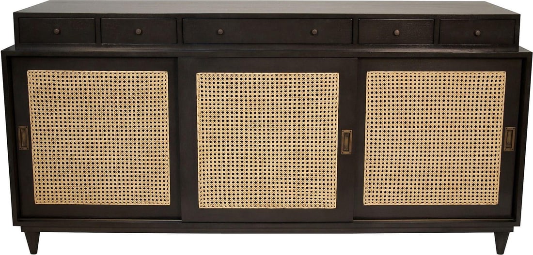 Classic Noir French Style Hermosa Mahogany Sideboard with Brass Pulls: Classic Noir French Style Hermosa Mahogany Sideboard with Brass Pulls This Classic Hermosa Sideboard combines elegance and functionality, showcasing its exquisite French style. Crafted from high-quali