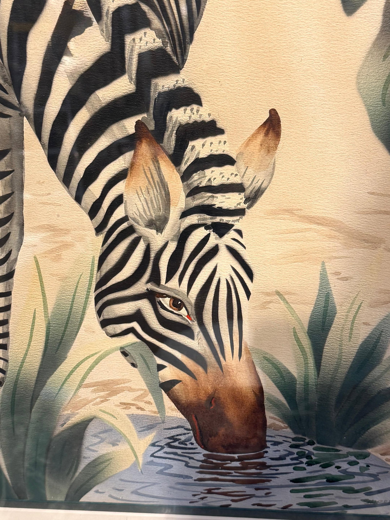 Shirrell Graves Zebra Gouache Pair in Green Frames - 13
