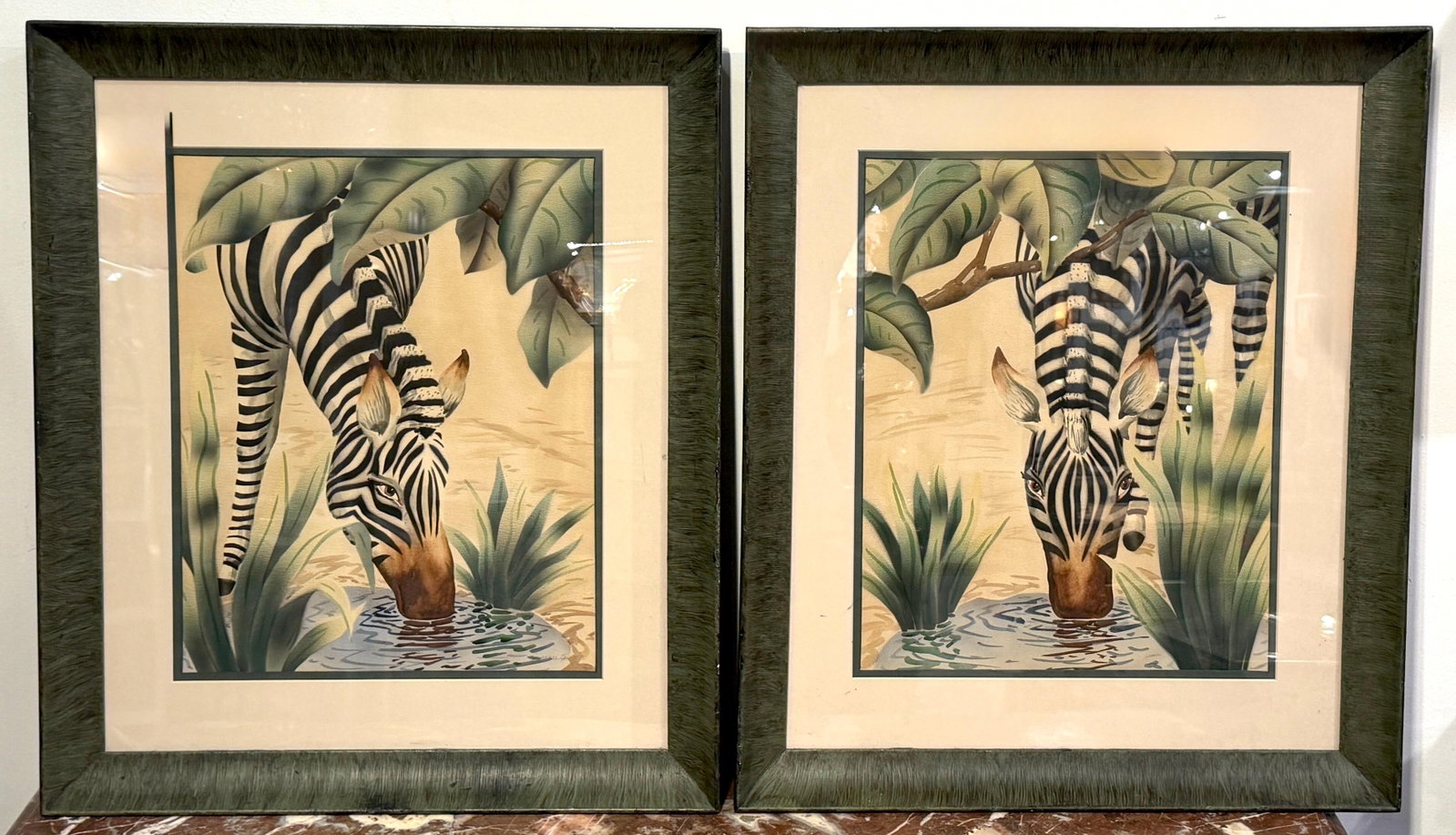 Shirrell Graves Zebra Gouache Pair in Green Frames - 16