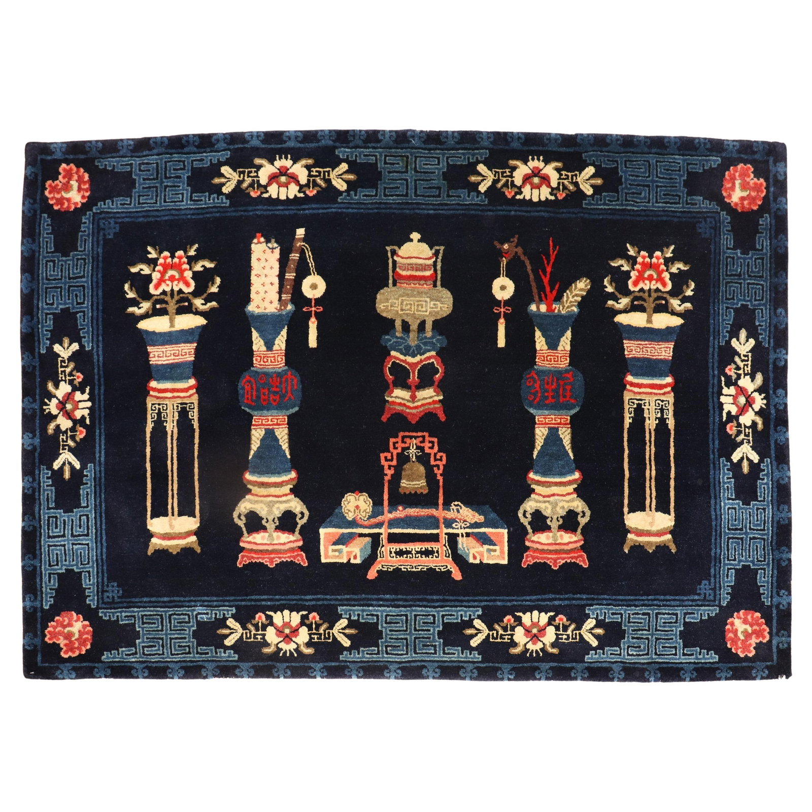 Early 20th Century Antique Chinese Peking Rug Hand-Knotted Wool Folk Art 53 x 80: Early 20th Century Antique Chinese Peking Rug Hand-Knotted Wool Folk Art 53 x 80 This exquisite Antique Chinese Peking Rug showcases the rich tradition of folk art from the early 20th century. Hand-kn