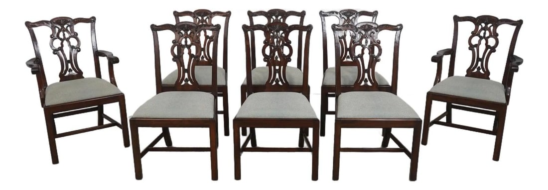 8 Mahogany Chippendale Style Dining Chairs Maitland Smith Set of 8 (1 of 10)