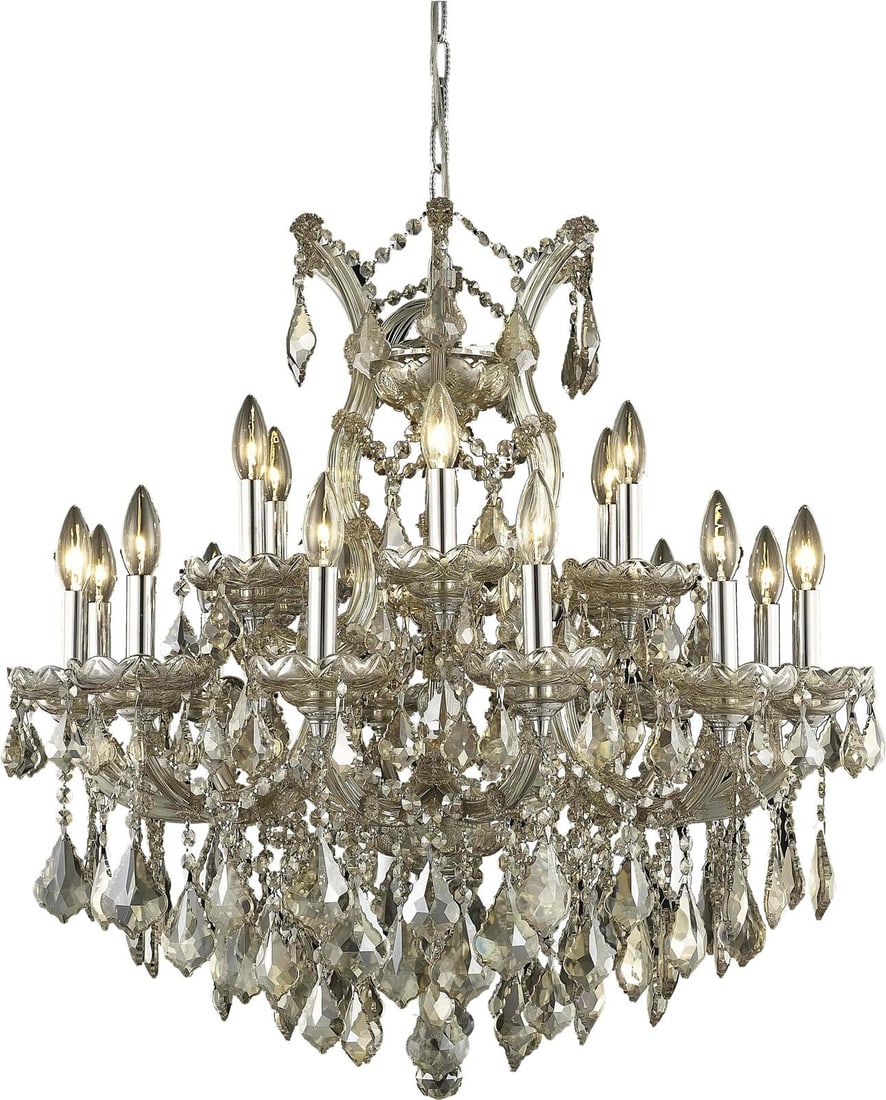 Elegant Lighting Maria Theresa Rococo Teak Crystal Chandelier 28H 30W 30D: Elegant Lighting Maria Theresa Rococo Teak Crystal Chandelier 28H 30W 30D Illuminate your space with this stunning Classic Versailles Style Teak Crystal Chandelier. This bowl chandelier features an ex