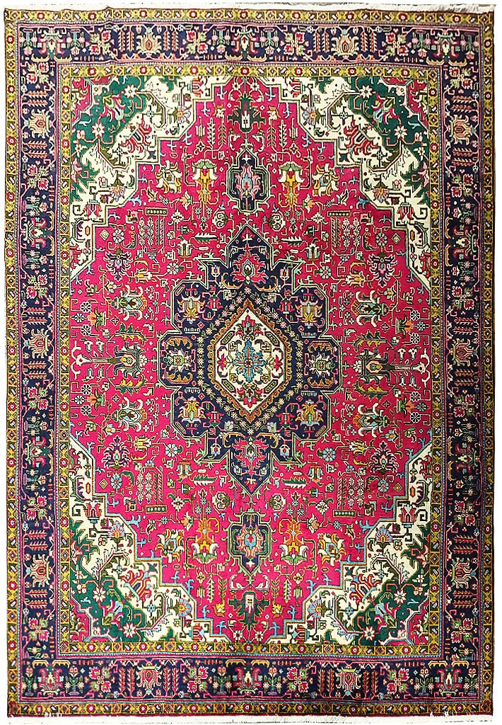 1980's Persian Tabriz Hand-Knotted Wool Area Rug 10' x 13': 1980's Persian Tabriz Hand-Knotted Wool Area Rug 10' x 13' Free continental US Shipping Indulge in the luxury of our 10' x 13' Persian Tabriz Wool Rug, a stunning example of traditional Persian crafts