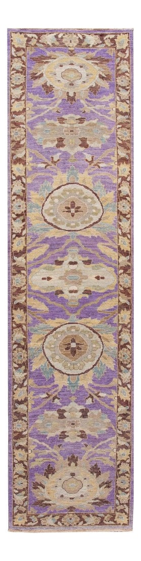 Contemporary Sultanabad 3'5 x 14'1 Wool Runner Rug: Contemporary Sultanabad 3'5 x 14'1 Wool Runner Rug Enhance your space with this stunning 21st Century Modern Sultanabad Wool Runner Rug. Hand-knotted from high-quality wool, this contemporary piece fe
