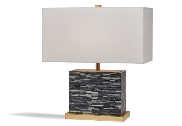 John-Richard Nadina Brass Table Lamp with White Shade 27H: John-Richard Nadina Brass Table Lamp with White Shade 27H Illuminate your space with the Timeless Brass Nadina Lamp, featuring a classic vintage-inspired design. Standing at 27 inches tall, this elega