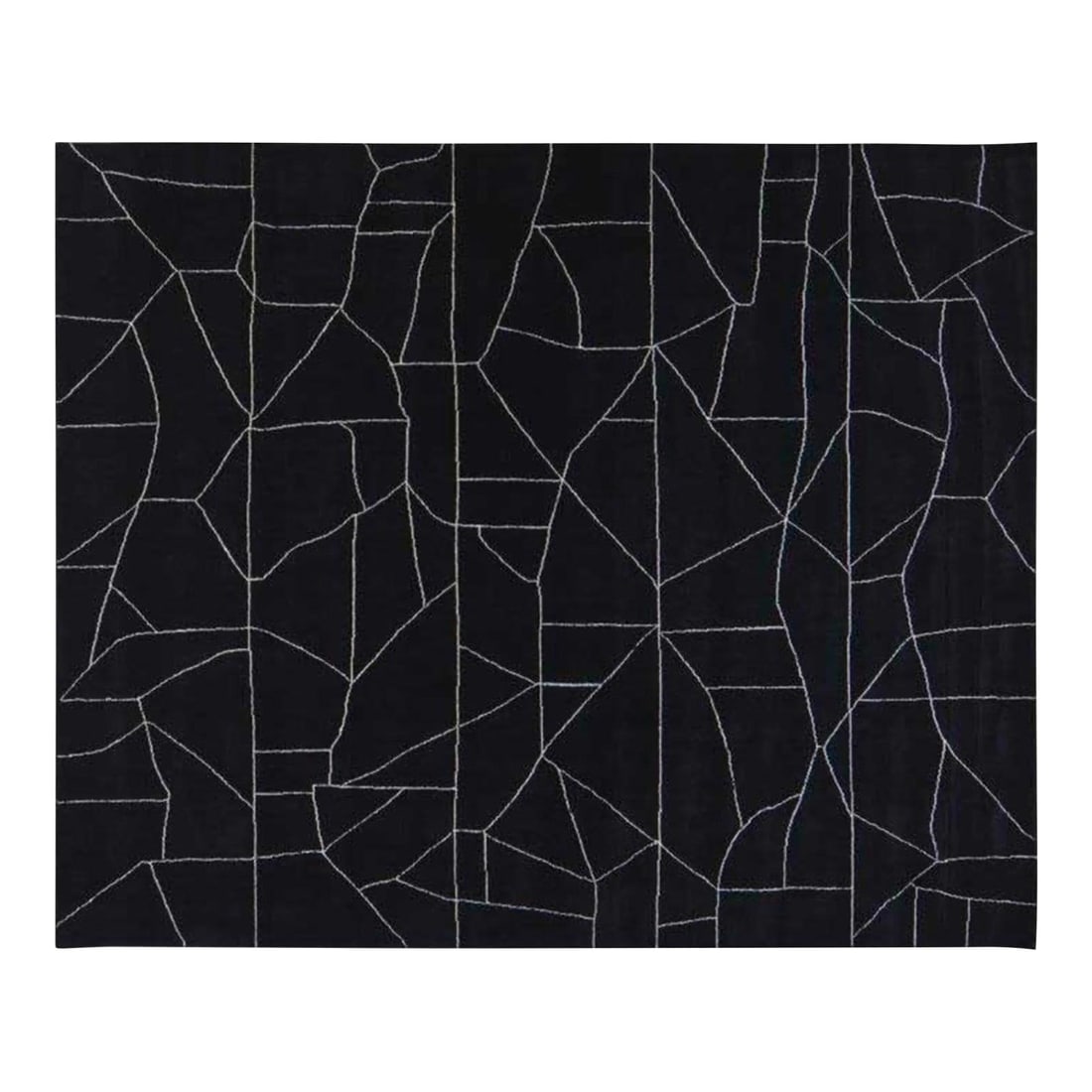 10' x 14' Black and White Wool Azilal Moroccan Hand Knotted Rug: 10' x 14' Black and White Wool Azilal Moroccan Hand Knotted Rug This Moroccan Azilal rug features a hand-knotted wool construction with an abstract black and white design. It is crafted from wool and 