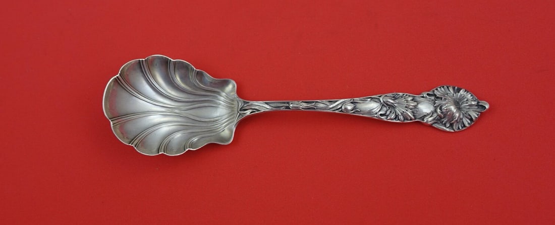 Watson Floral Series Sterling Silver Sugar Spoon Shell 6 Inches: Watson Floral Series Sterling Silver Sugar Spoon Shell 6 Inches This exquisite sugar spoon is part of the Floral Series by Watson, crafted from high-quality sterling silver. Measuring 6 inches, it fea