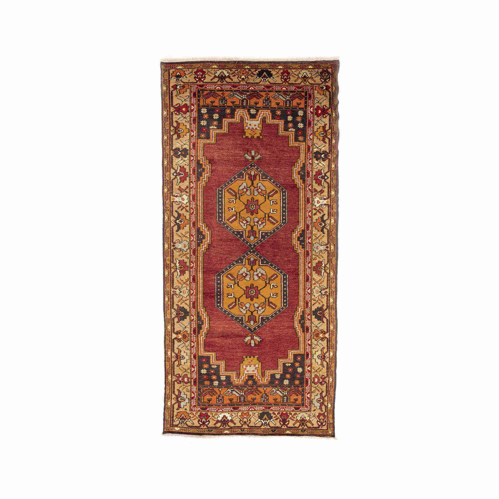 Authentic Handmade Anadol Wool Carpet 51.2 x 109.4 Inches: Authentic Handmade Anadol Wool Carpet 51.2 x 109.4 Inches Experience the craftsmanship of this authentic handmade Anadol carpet, featuring a luxurious wool on wool construction. With a weaving