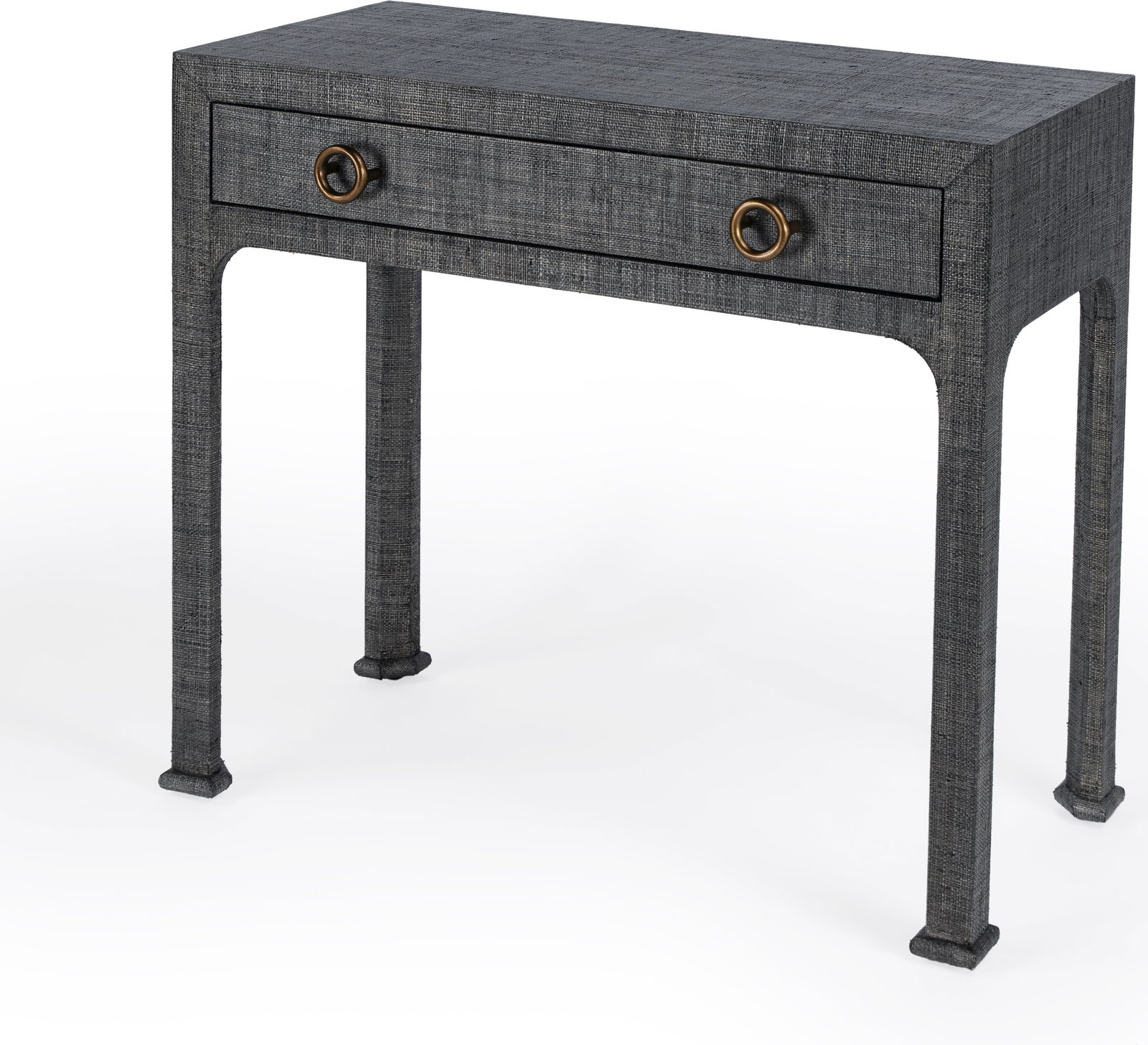 Butler Specialty Charcoal Gray Rectangular Console Table: Butler Specialty Charcoal Gray Rectangular Console Table This elegant console table features a sophisticated charcoal gray finish, perfect for enhancing any formal space. Crafted from a blend of alumi