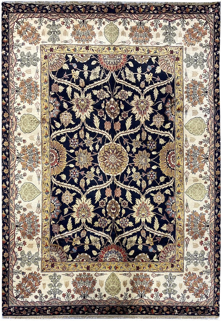 8 x 10.3 William Morris Black Agra Rug Handcrafted Wool: 8 x 10.3 William Morris Black Agra Rug Handcrafted Wool Free continental US Shipping Enhance your living space with this exquisite 8' x 10.3' Quality Agra Rug, showcasing a sophisticated black