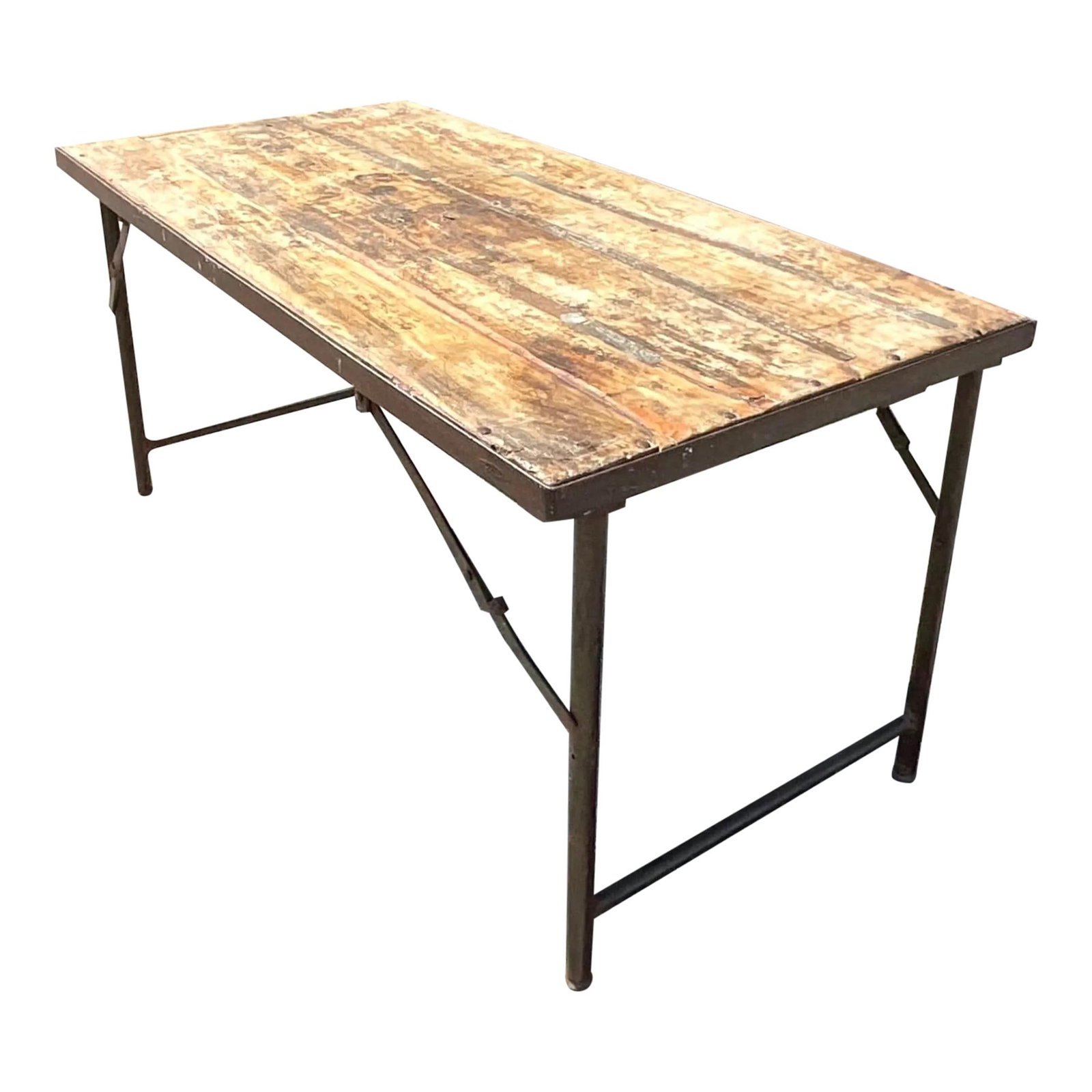 Mid 20th Century Vintage Boho Reclaimed Wood Folding Table Sienna (1 of 6)