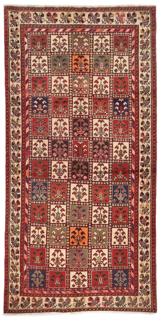 Hand-Knotted Vintage Oriental Rug 4'8 x 9'3 Floral Wool Red Cream Tribal Style (1 of 12)