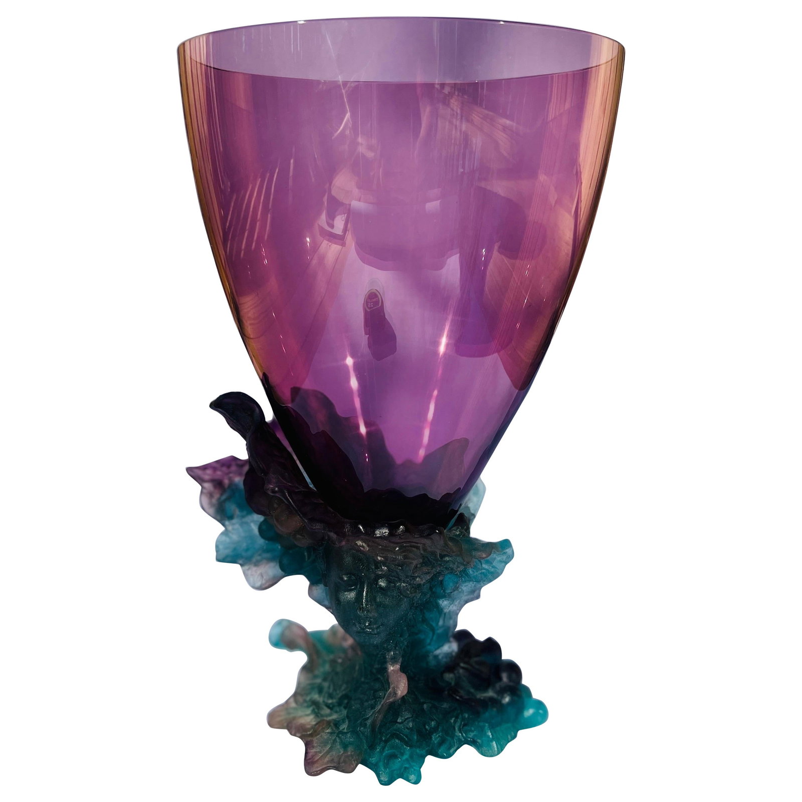 Daum Bacchus Green Amethyst Vase 13.5in Pate De Verre Centerpiece (1 of 14)