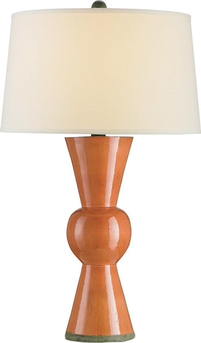 Currey Upbeat Orange Table Lamp Modern Design Linen Shade: Currey Upbeat Orange Table Lamp Modern Design Linen Shade Add a splash of color to your modern decor with this vibrant orange table lamp. Standing at 31 inches tall, this lamp features a stylish terra