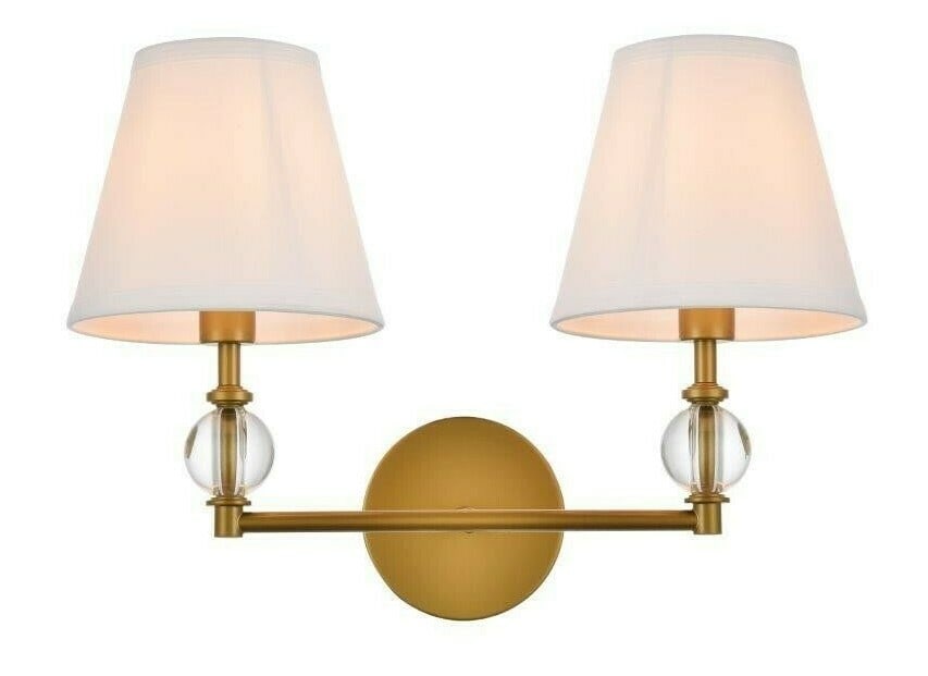 Bethany Brass Wall Sconce with White Shade (1 of 8)