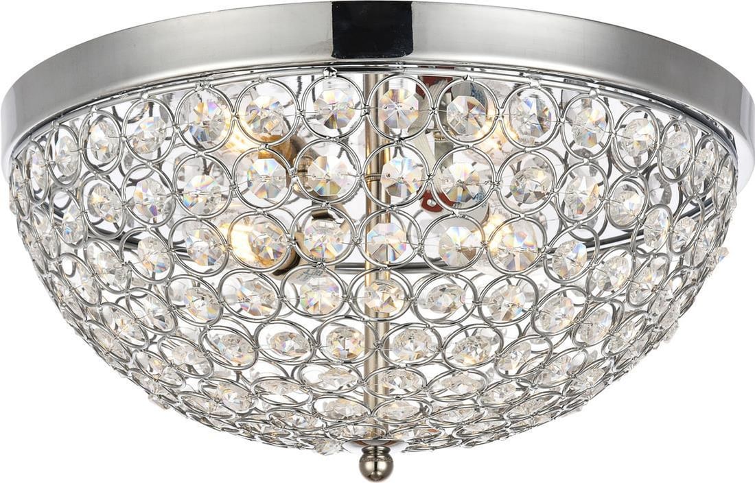 Elegant Taye Chrome Crystal Flush-Mount Ceiling Light 13.5 in (1 of 1)