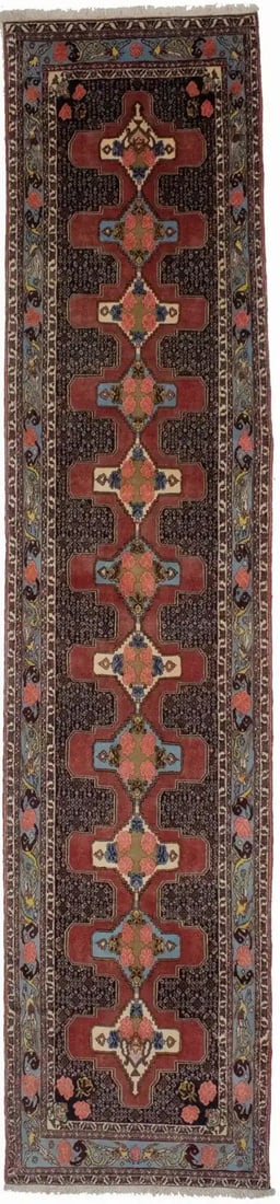 Vintage Hand-Knotted 3x13 ft Floral Wool Runner Rug: Vintage Hand-Knotted 3x13 ft Floral Wool Runner Rug Enhance your home decor with this stunning vintage wool Oriental runner rug. Measuring 2'10" x 13'2", this hand-knotted rug showcases a beautiful fl