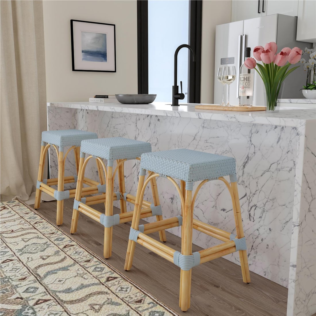 Butler Coastal Counter Stool Natural Rattan Baby Blue (1 of 8)