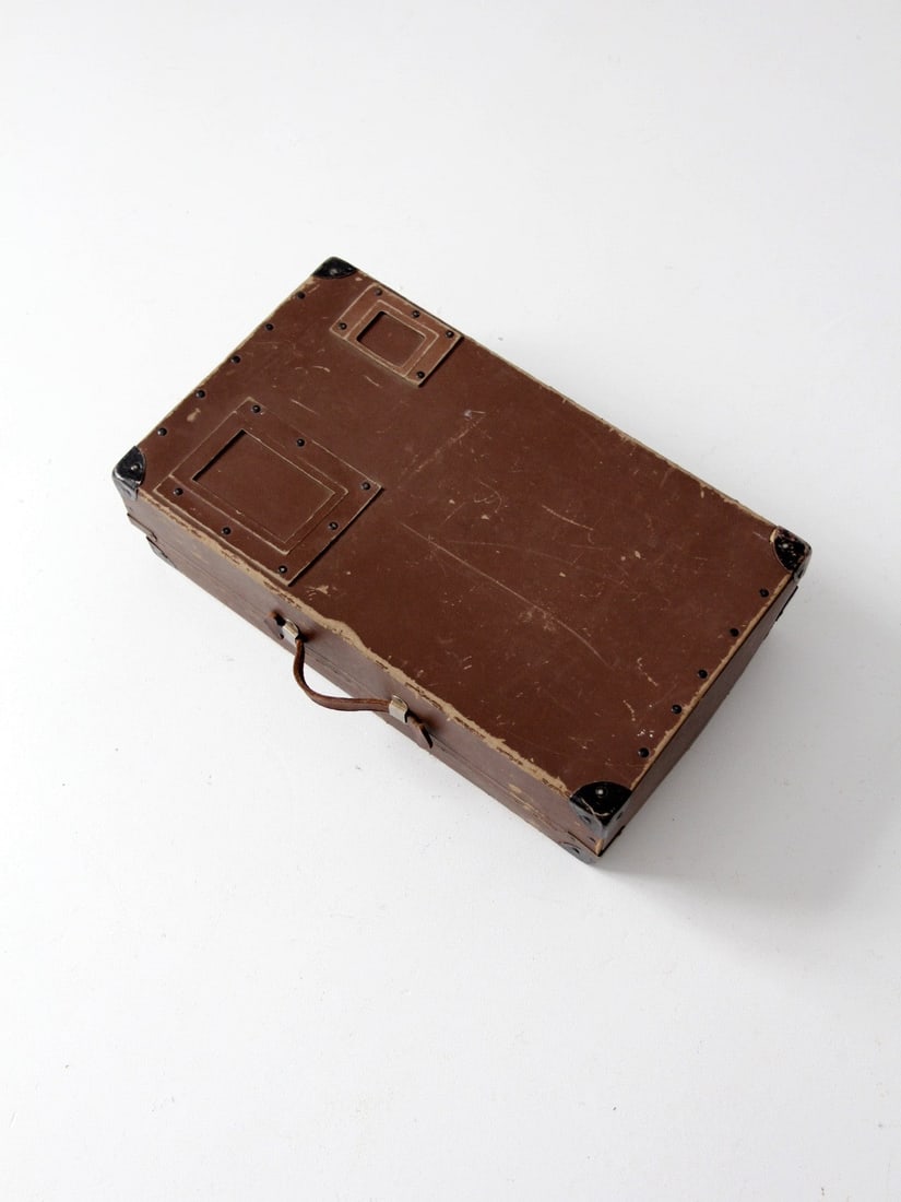 Vintage Brown Mailing Box with Leather Handle and Metal Corners (1 of 6)