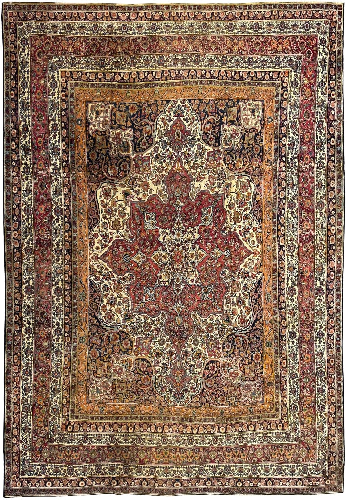 Large Antique Persian Kermanshah Rug 13' x 18' Handmade Multi Color: Large Antique Persian Kermanshah Rug 13' x 18' Handmade Multi Color Free continental US Shipping Experience the elegance of the 13' x 18.5' Large Antique Persian Kermanshah Rug, a stunning embodiment 