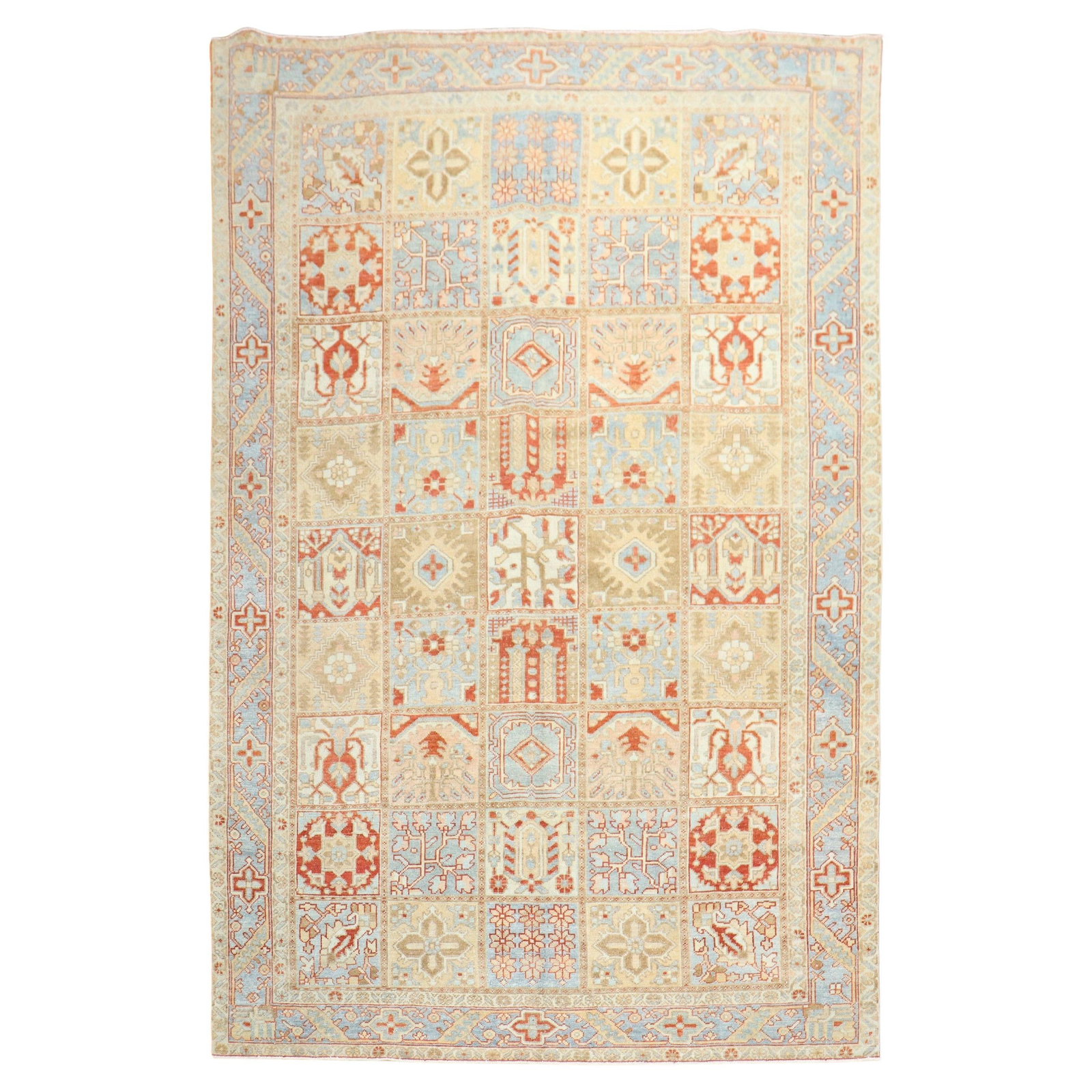 Mid 20th Century Antique Persian Bakhtiari Garden Box Rug 82 x 116: Mid 20th Century Antique Persian Bakhtiari Garden Box Rug 82 x 116 This exquisite mid-20th-century Persian Bakhtiari rug features a stunning garden box design, showcasing the traditional artistry of t