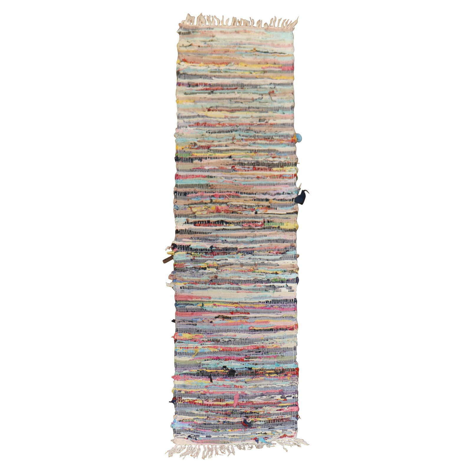 Hand-Knotted Multicolor American Braided Runner Rug 30 x 109 Inches: Hand-Knotted Multicolor American Braided Runner Rug 30 x 109 Inches This is a one-of-a-kind, colorful American braid runner from the late 20th century, crafted in the United States. Featuring a
