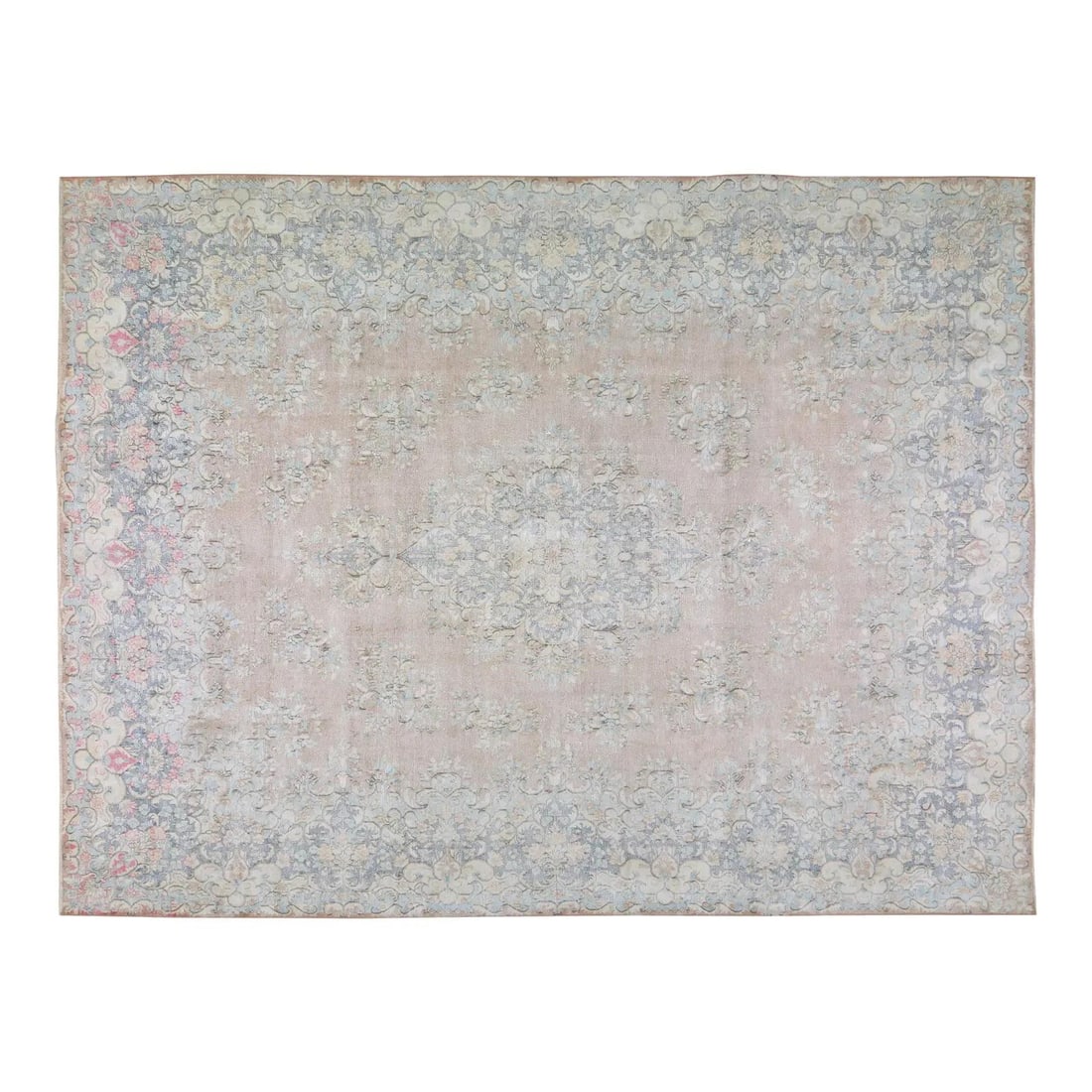 Tabriz Wool Handmade Area Rug in Tan 9'8" x 12'10": Tabriz Wool Handmade Area Rug in Tan 9'8" x 12'10" This vintage Tabriz hand-knotted wool rug showcases traditional craftsmanship combined with a modern design sensibility. The durable and soft wool co