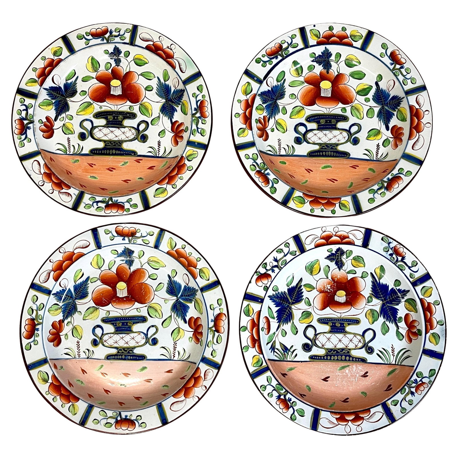 Set of 4 19th Century Gaudy Dutch Urn Pattern Plates (1 of 11)