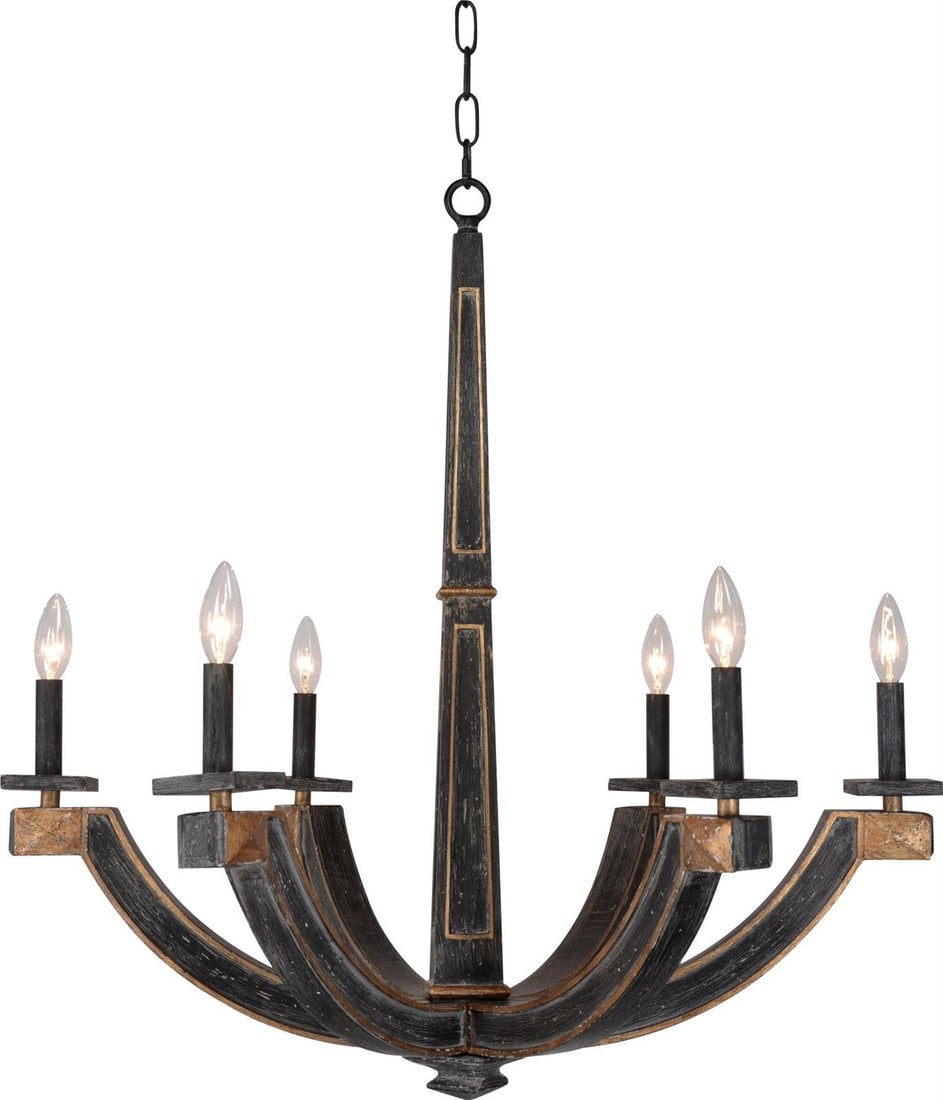 Terracotta Natala 6-Light Bowl Chandelier Aged Black UL-Listed (1 of 2)