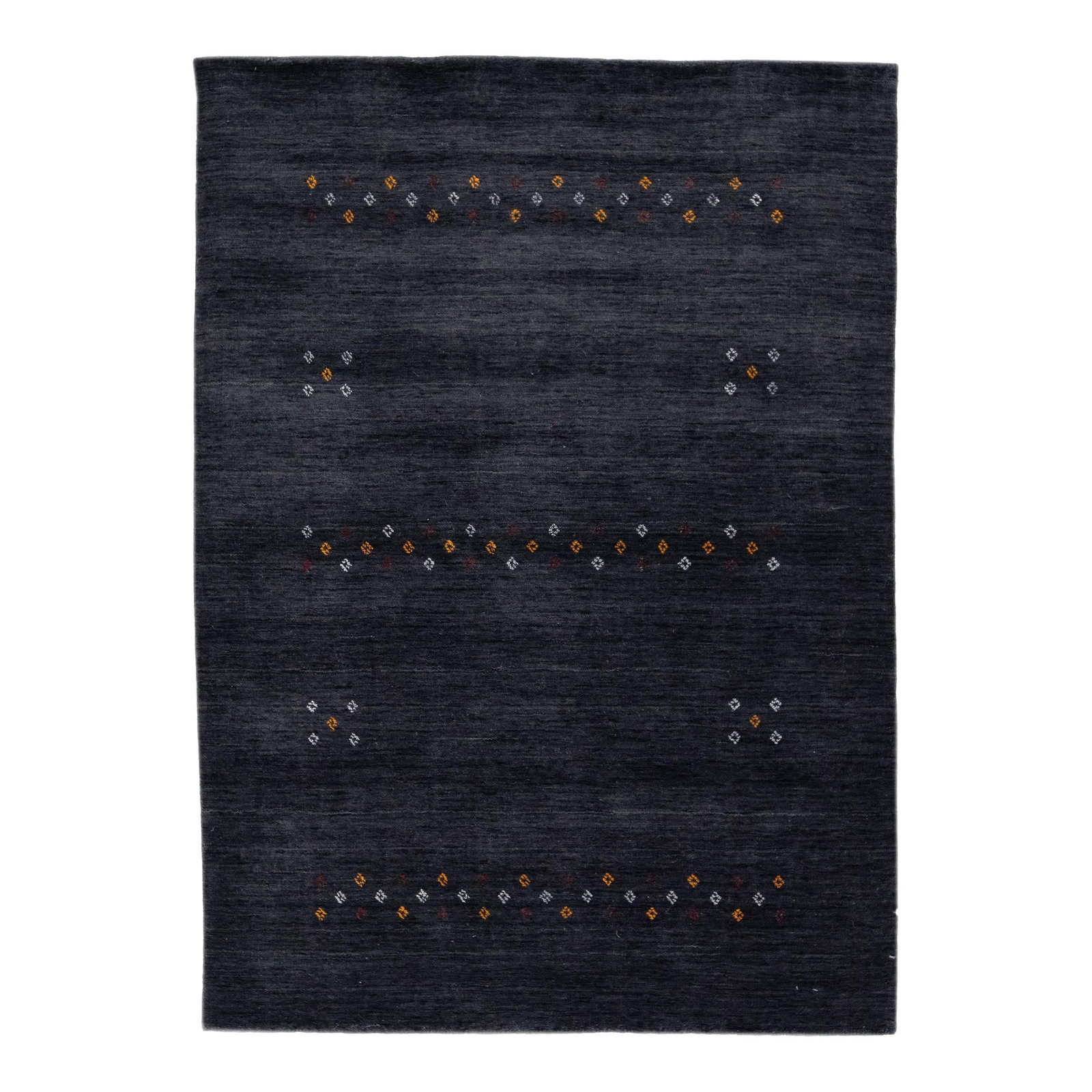 Handmade Modern Gabbeh Style Charcoal Wool Rug Minimalist Design (1 of 7)
