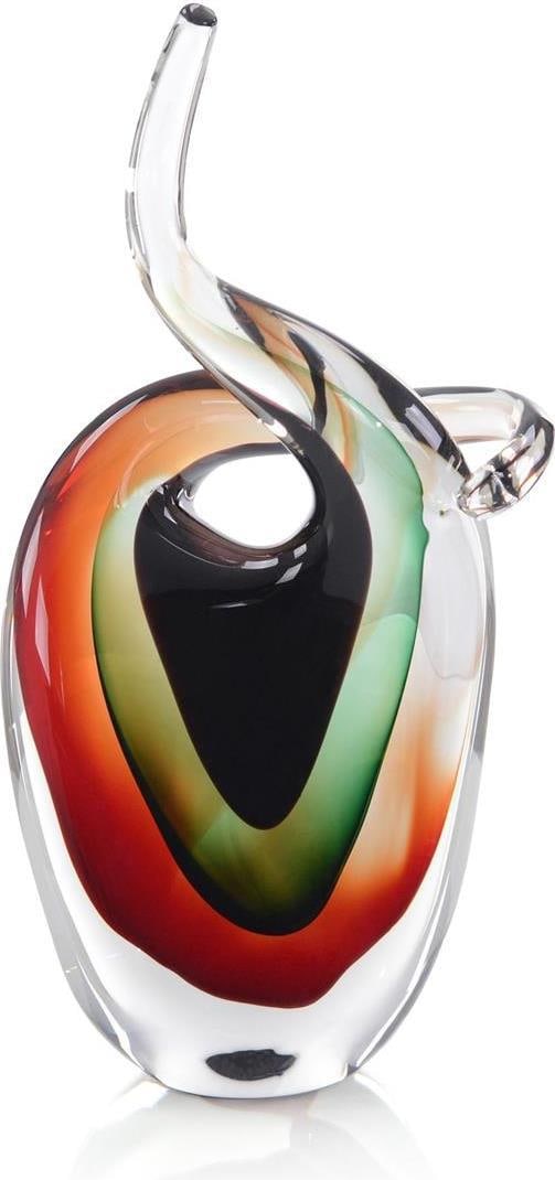 Art Deco Hand-Blown Glass Sculpture by John-Richard 17.25H: Art Deco Hand-Blown Glass Sculpture by John-Richard 17.25H This stunning Art Deco glass sculpture by John-Richard features a vibrant combination of clear emerald green and violet hues. Hand-blown with