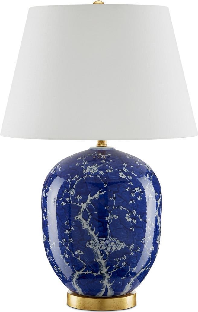 Currey Sakura Table Lamp 31in Porcelain Japanese Style with Gold Leaf Shade: Currey Sakura Table Lamp 31in Porcelain Japanese Style with Gold Leaf Shade Illuminate your space with the Sakura Table Lamp, a stunning piece that combines timeless porcelain craftsmanship with moder